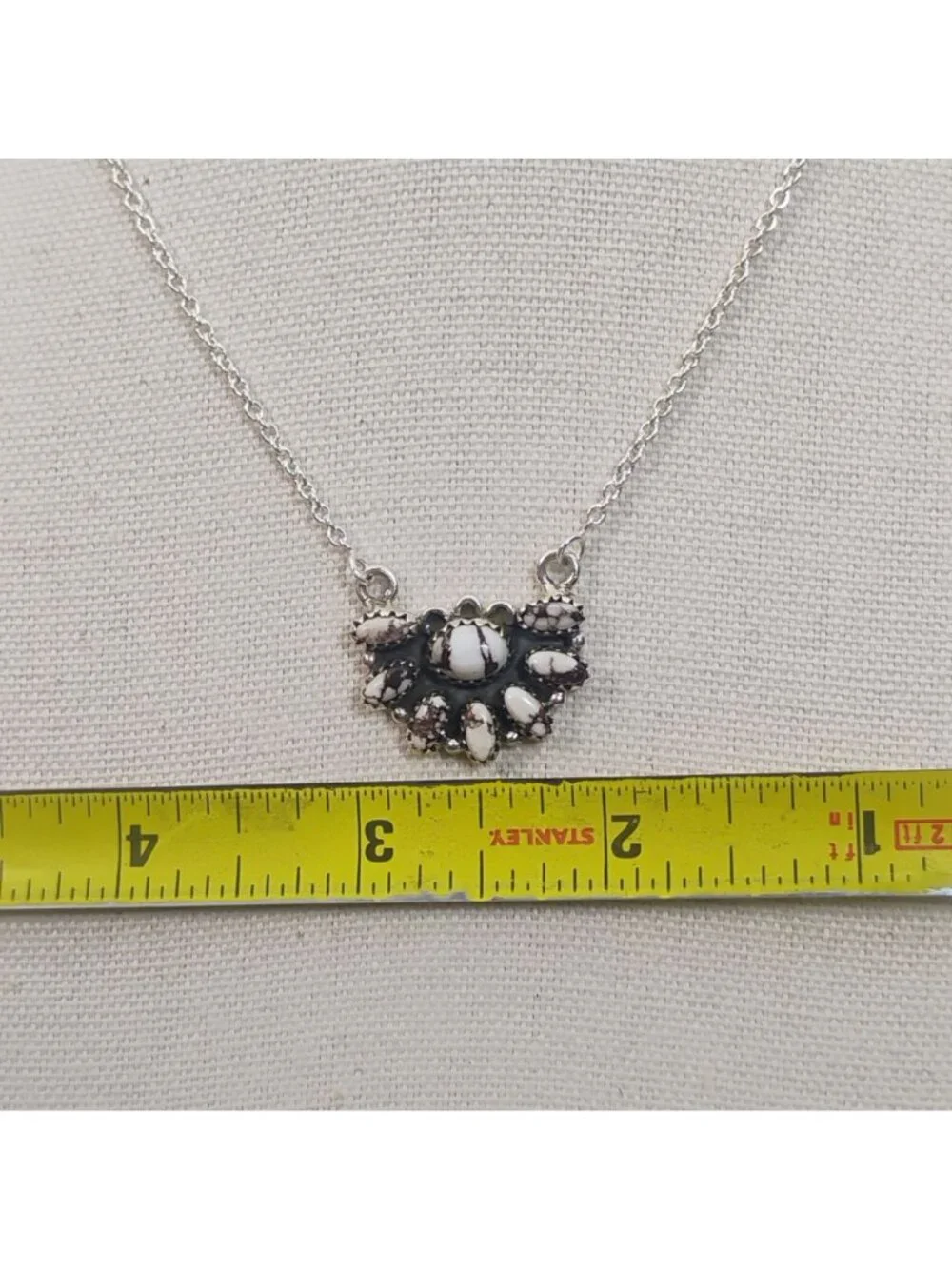 Southwest Sterling Silver Wild Horse Jasper Cluster Pendant Necklace
